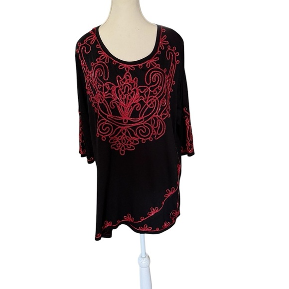 Holiday CATHERINES Black with Red Embroidered Design NWT Size 1X - Picture 7 of 9